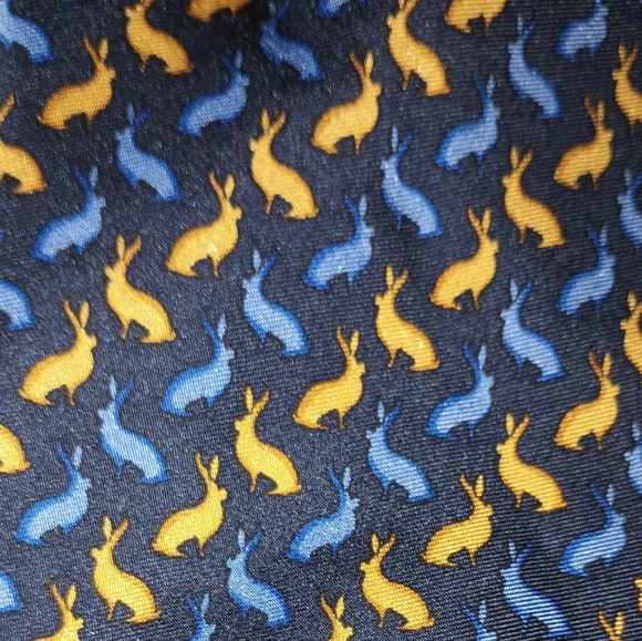 Lagerfeld Paris Blue Bunny Silk Tie (Handmade in Italy) - Picture 2 of 6
